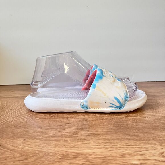 Nike Victori One Slide White Bright Mango Sapphire Sandals Women's Size 5 - Picture 1 of 9